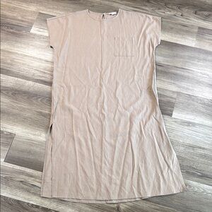 Easel‎ Women's Size Small Slip Midi Dress Tan Beige Cotton Blend Side Slit Basic
